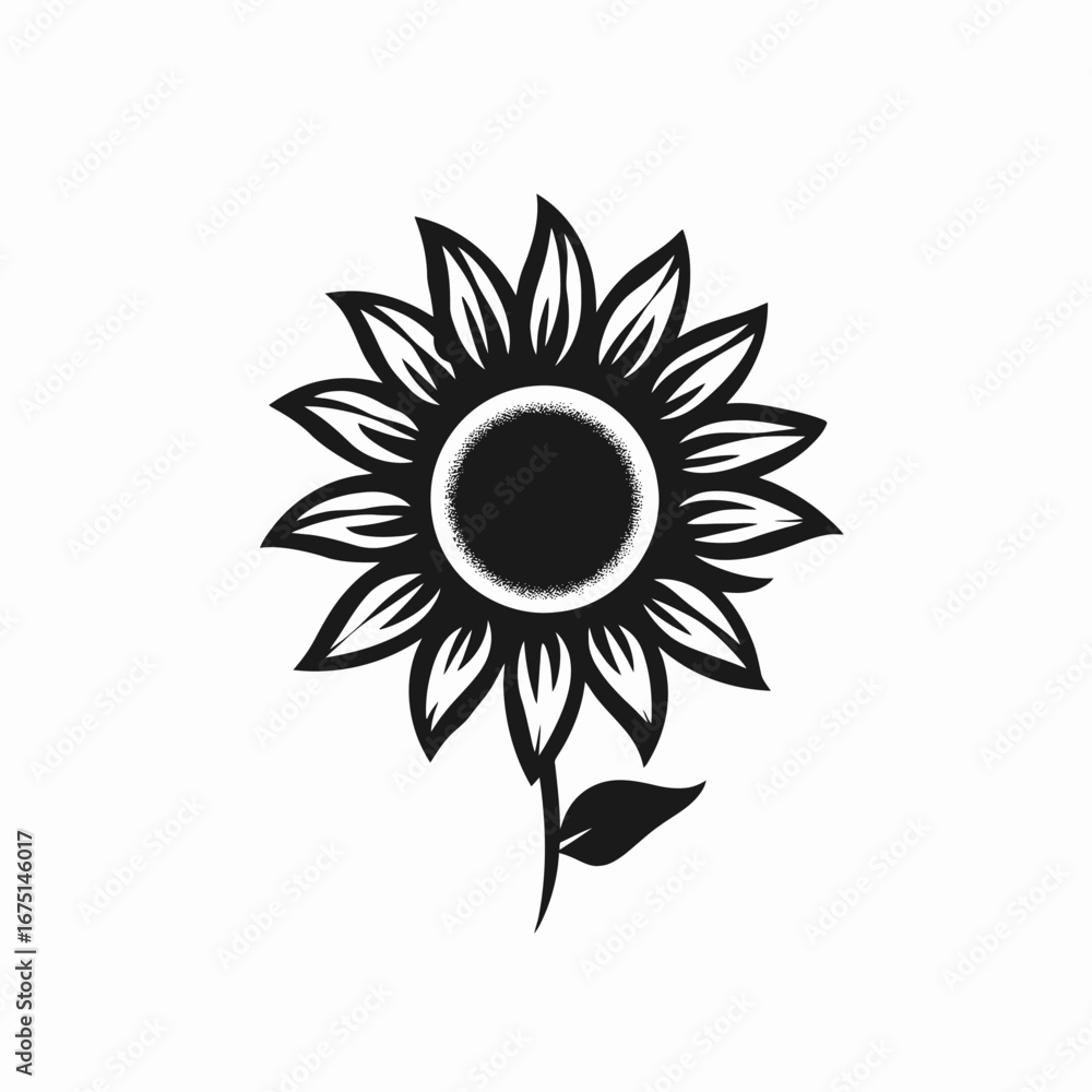 Fototapeta premium Striking artistic rendering presents single sunflower bloom vector illustration silhouette