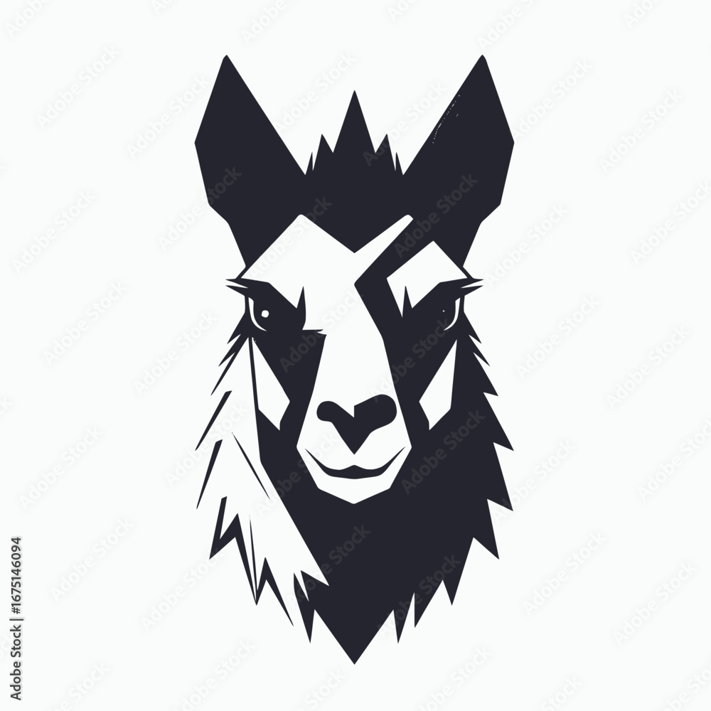 Obraz premium Striking monochrome llama head with edgy artistic design silhouette