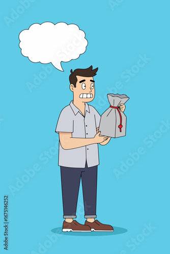 Worried Man Holding a Bag