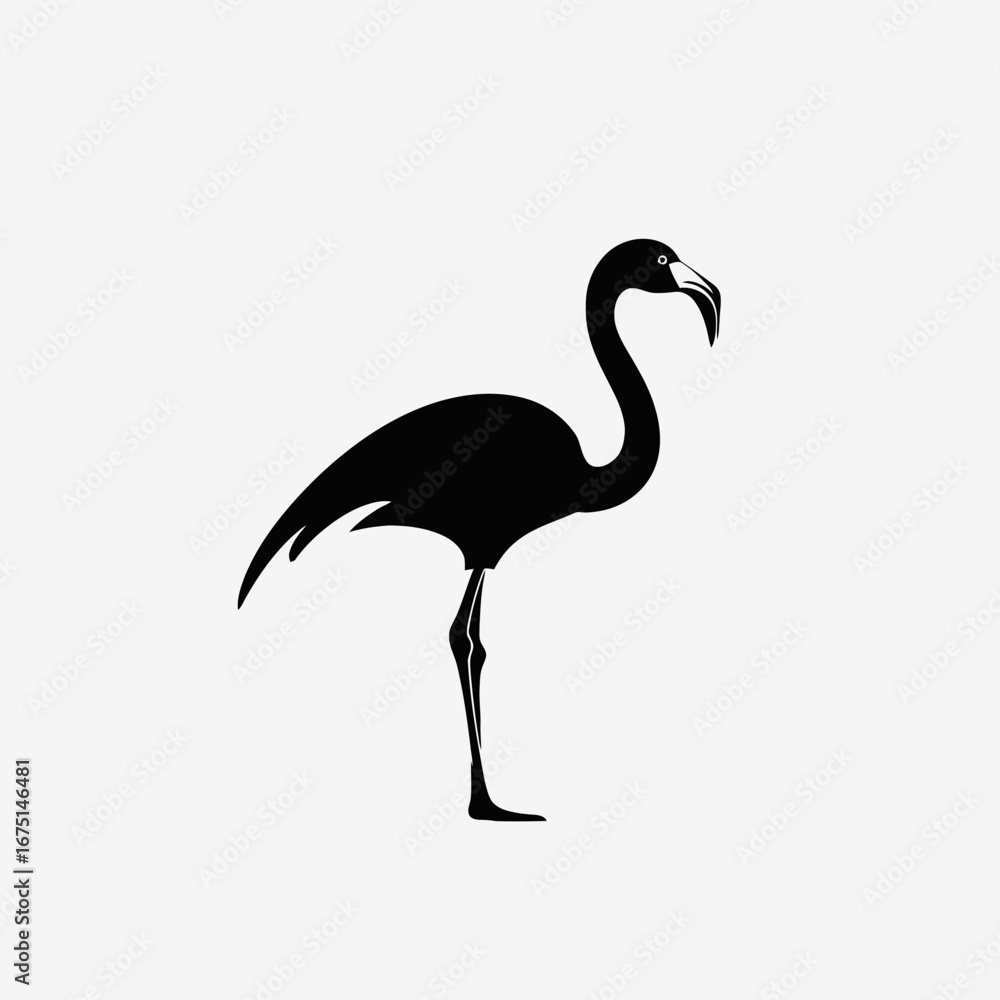 Fototapeta premium Elegant long legged flamingo outlined standing gracefully creating striking silhouette