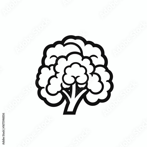 Crisp and simple broccoli isolated fresh organic ingredient vector silhouette