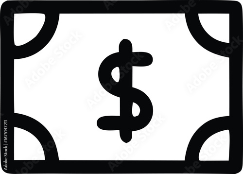 Simple dollar sign icon representing financial transactions and monetary value graphic symbol for commerce and wealth