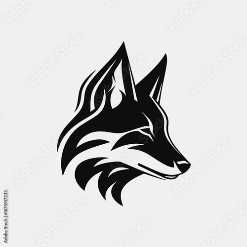 Striking fox animal emblem design in dark vector style silhouette