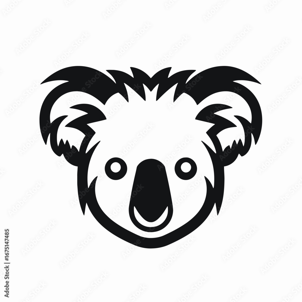 Obraz premium Minimalistic and adorable koala illustration on white background silhouette