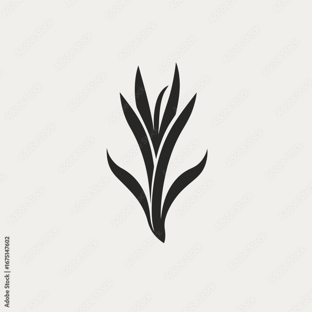 Fototapeta premium Minimalist leaf plant design in black and white color scheme silhouette