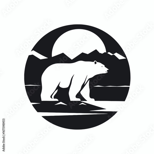 Powerful polar bear against the arctic backdrop graphical vector silhouette