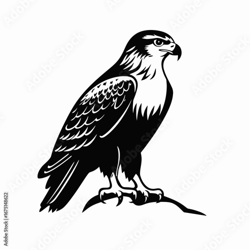 Bold raptor perching majestically illustration a striking strong regal eagle silhouette