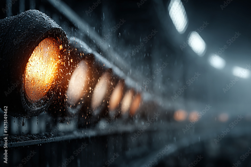 Close-Up of Stadium Lights at Night – Bright sports stadium floodlights against a dark background, perfect for sports, events, or entertainment projects.