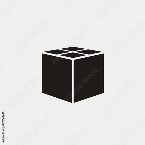 Simple isometric black cube graphic design square block silhouette