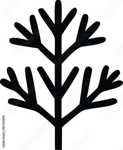 Simple black stylized tree silhouette symbol for nature and growth concepts in design