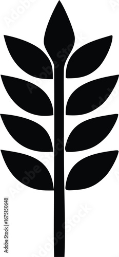 Stylized black wheat stalk graphic representing agriculture and grain industry for branding and design projects