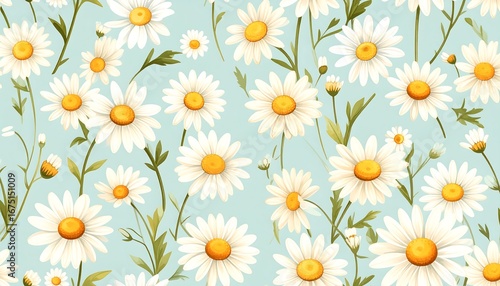 Delicate daisy field backdrop, a charming floral illustration, pastel spring hues, fresh botanical