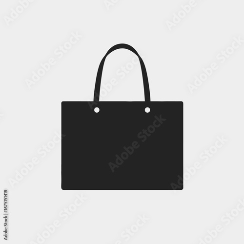 Simple black shopping bag with handle minimal style design silhouette