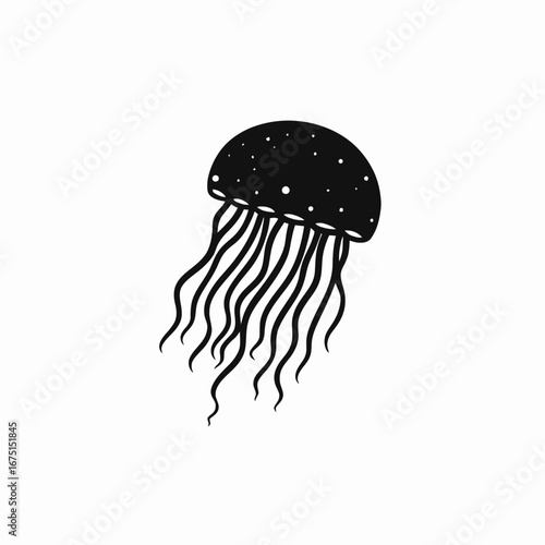 Striking jellyfish vector art illustration sea creature marine animal ocean silhouette