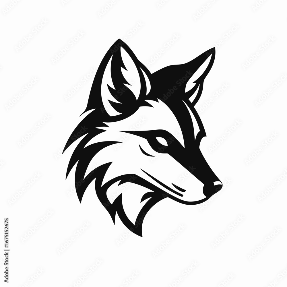 Obraz premium Powerful fox illustration of a wild animal head in silhouette