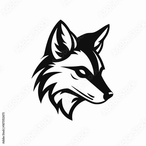 Powerful fox illustration of a wild animal head in silhouette