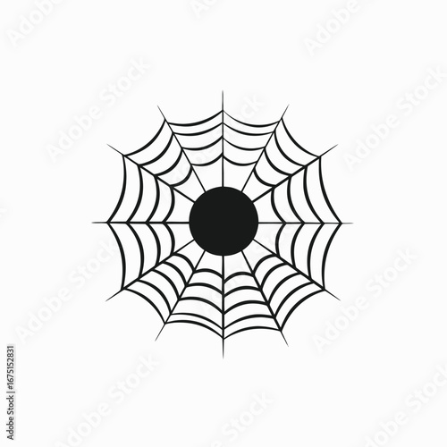 Spooky simple Halloween web with a central black circle silhouette