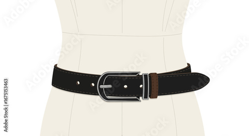 A Fashionable Leather Belt Around a Mannequin's Waist Presentation