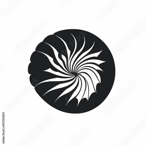 Modern abstract pattern design in black and white color scheme silhouette