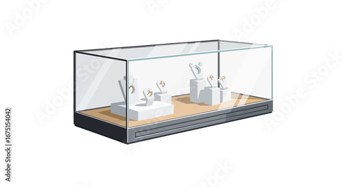 Elegant jewelry display case showcasing exquisite gold accessories and accents