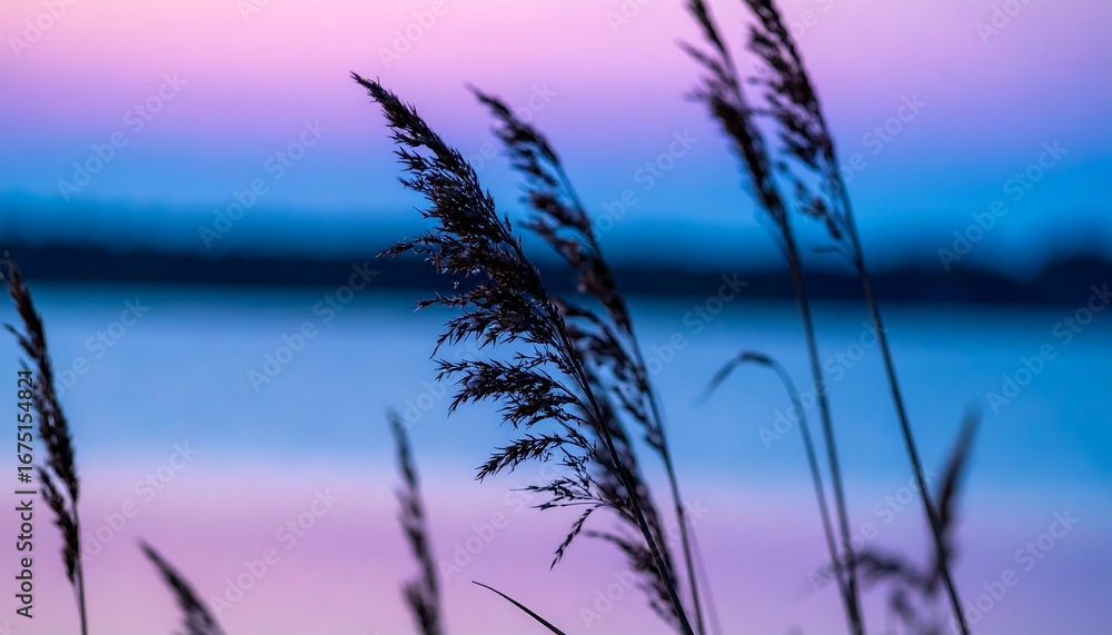 Fototapeta premium Silhouette reeds at dawn/dusk