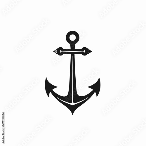 Bold maritime anchor symbol featuring simple design in black silhouette