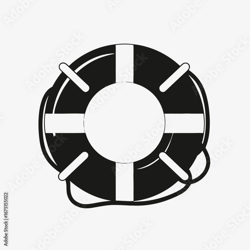 Minimalist lifebuoy symbol illustration for safety and rescue concept art silhouette