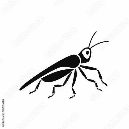 Simple grasshopper illustration on isolated background insect life graphic design silhouette