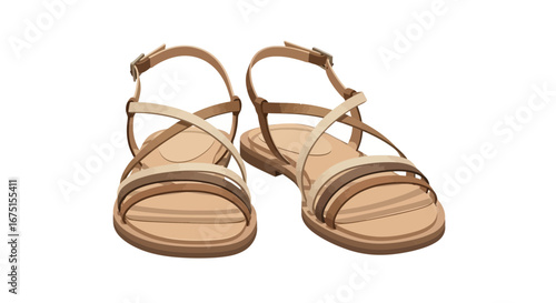 Stylish Ladies Brown Leather Sandals with Straps for Casual Summer Fashion