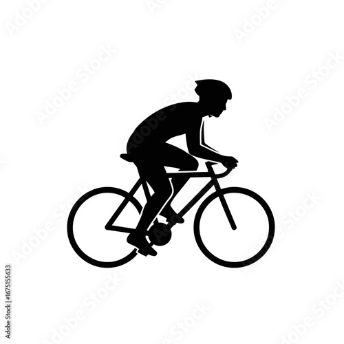 Cyclist in Action, Young Biker, Urban Environment, Silhouette Illustration, Dynamic Viewpoint, Motion Concept