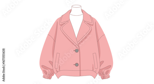 Stylized Illustration of a Pink Oversized Jacket on a Mannequin
