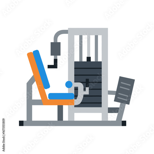 Fitness Equipment, Weight Machine, Gym, Illustration, Workout Space, Side View, Strength Training Concept