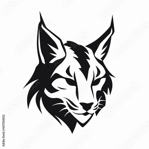 Striking lynx head illustration with a bold and modern stylized silhouette