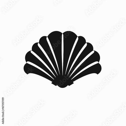 Elegant scallop marine shell minimal black vector illustration art silhouette