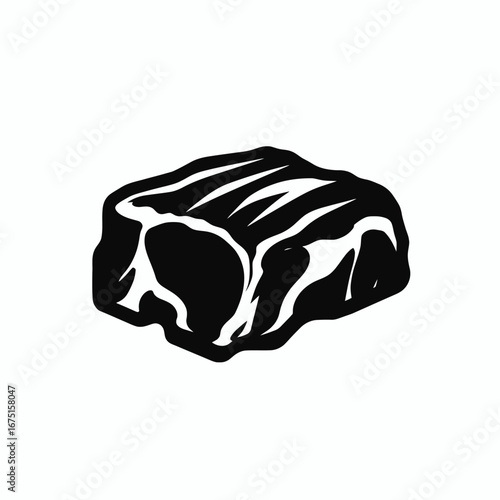Graphic beef chunk black and white food vector illustration silhouette