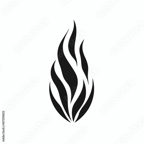 Simple abstract flame illustration graphic in elegant black color silhouette