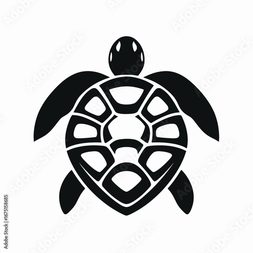 Elegant sea turtle in black and white, a nautical ocean life silhouette