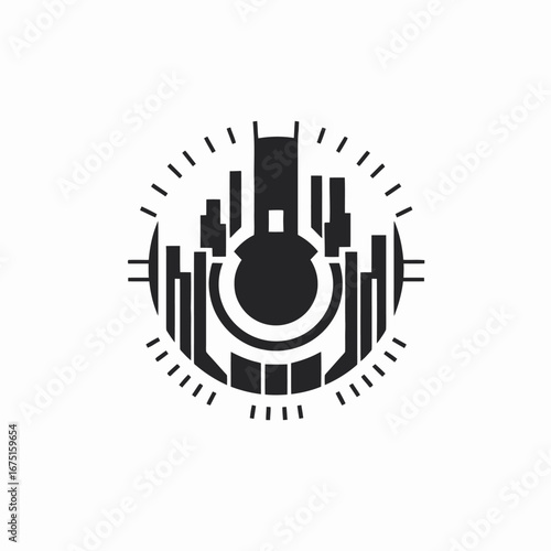Futuristic abstract mechanical circle with lines geometrical graphic design vector silhouette