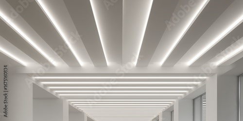 Minimal Architectural Ceiling with Linear LED Lights