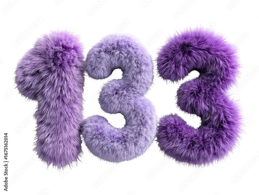 Fototapeta premium Fluffy purple numbers 133