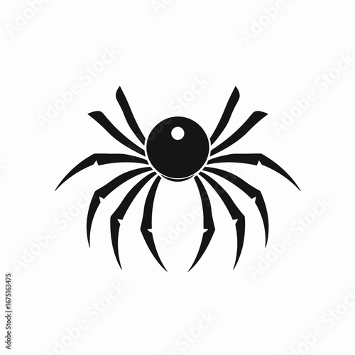 Striking spider with eight legs in clean minimalist vector art silhouette