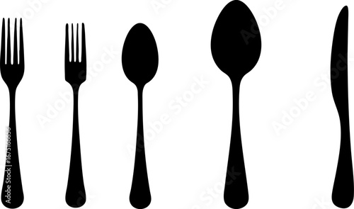 Cutlery Silhouette Set Fork, Spoon, Knife