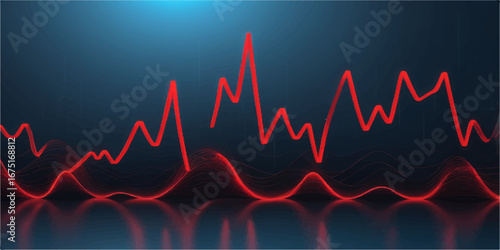 The red line of a heartbeat on an ECG monitor illustrates a steady pulse and a healthy life