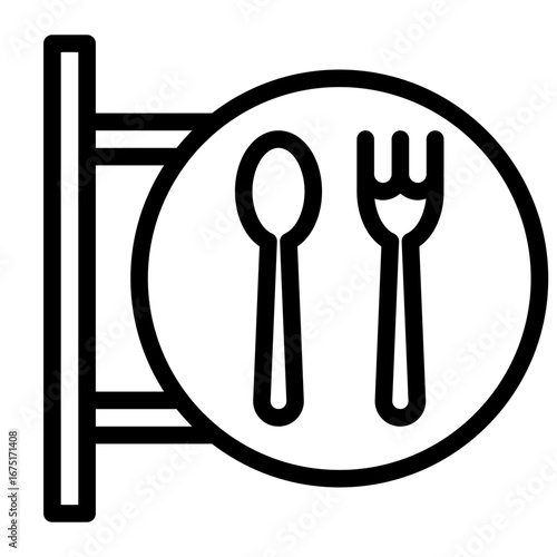 Restaurant Sign icon, Black And White Outline Icon Vector.