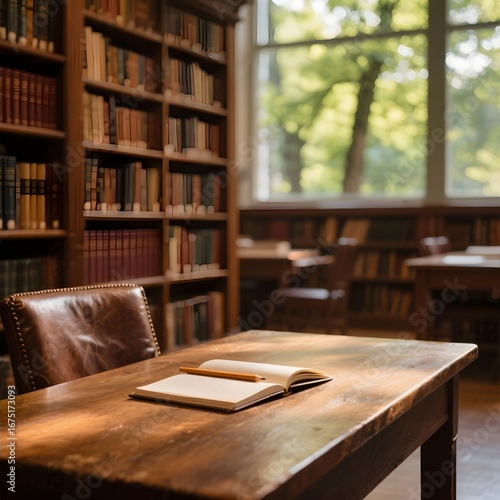 Wallpaper Mural 조용한도서관독서실빈책상연필노트 Torontodigital.ca