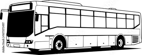a black and white silhouette of a bus on a white background, public bus