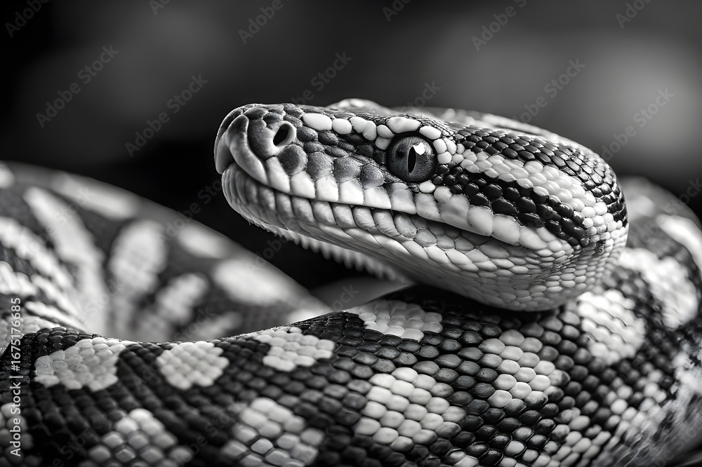 Obraz premium black and white rattlesnake