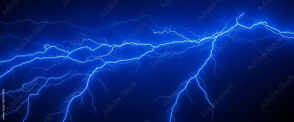 Fototapeta premium Dynamic electric blue streaks across dark sky, intense energy, electric, atmosphere