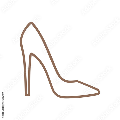 Minimalist linear icon of a high-heeled shoe, modern outline emphasizing elegance and style.