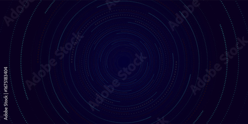 Abstract Digital Circles of Particles with Noise. Futuristic Circular Sound Wave. Big Data Visualization. 3D Virtual Space VR Cyberspace. Crypto Currency Concept. Vector Illustration. backgroudn dots